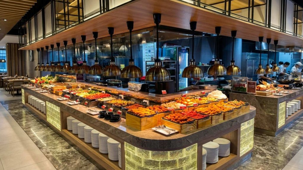 峴港 Buffet Poseidon Đà Nẵng Premium 海鮮自助餐廳食物吧台