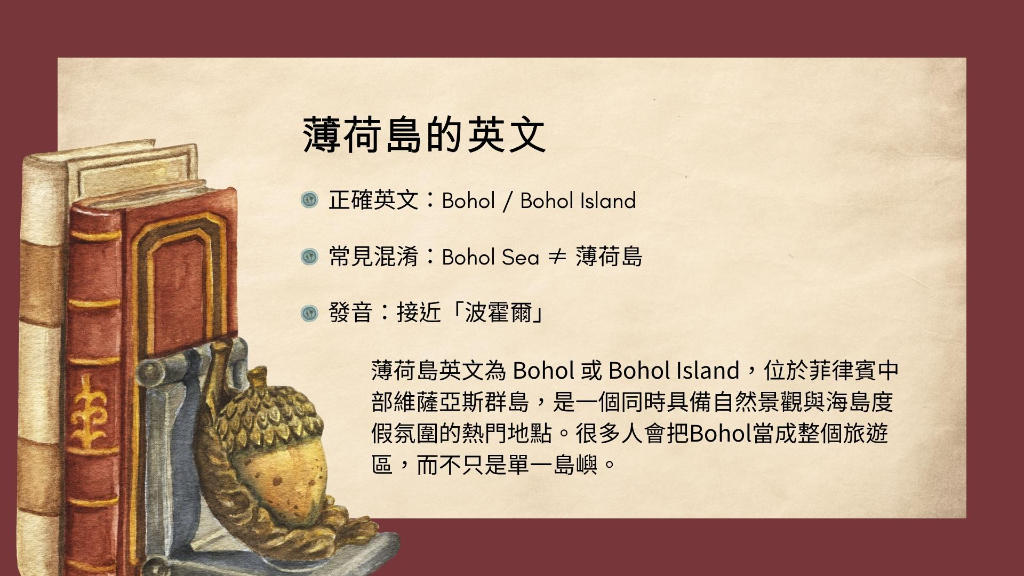 薄荷島英文 Bohol Island 主文圖